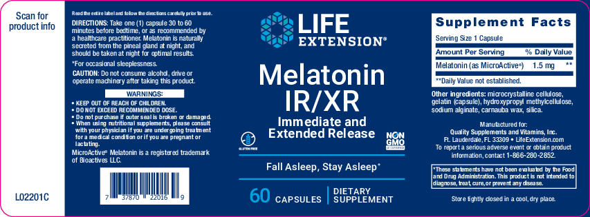 Life Extension Melatonin IR/XR 1.5 mg 60 caps