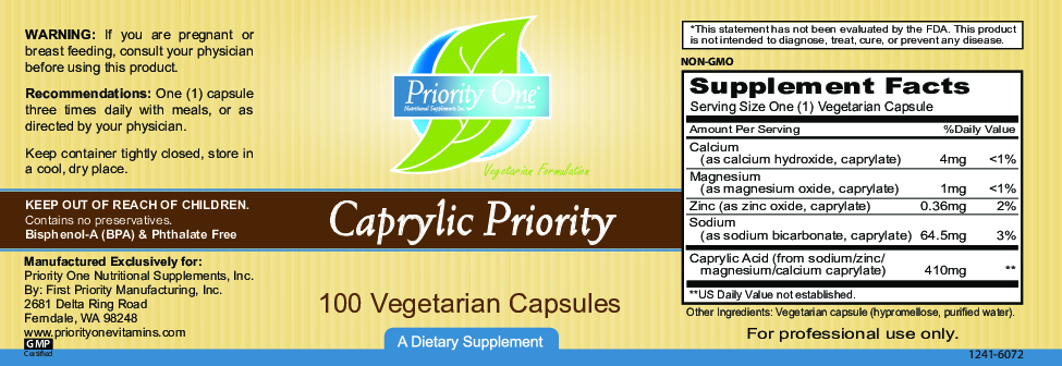Priority One Vitamins Priority Caprylic 100 caps