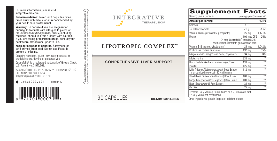 Integrative Therapeutics Lipotropic Complex  90 caps