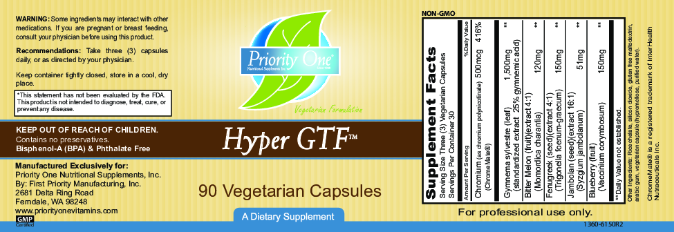 Priority One Nutritional Supplements Hyper GTF 90 vegcaps