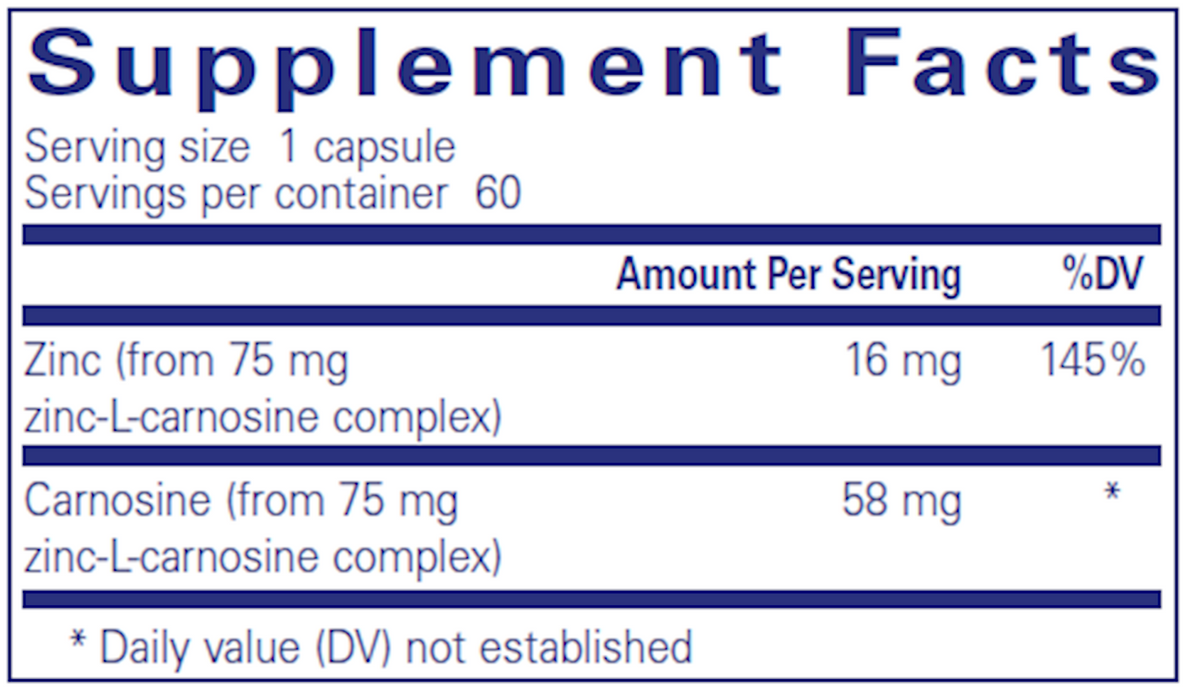 Pure Encapsulations Peptic-Care (Zinc-L-Carnosine) 60 caps