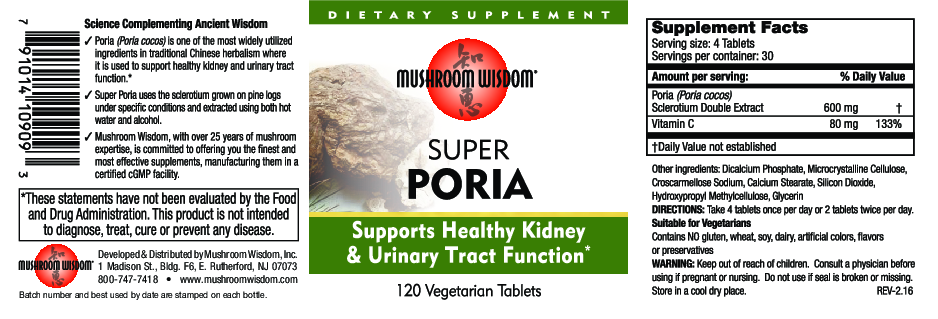 Mushroom Wisdom, Inc. Super Poria 120 veg tabs