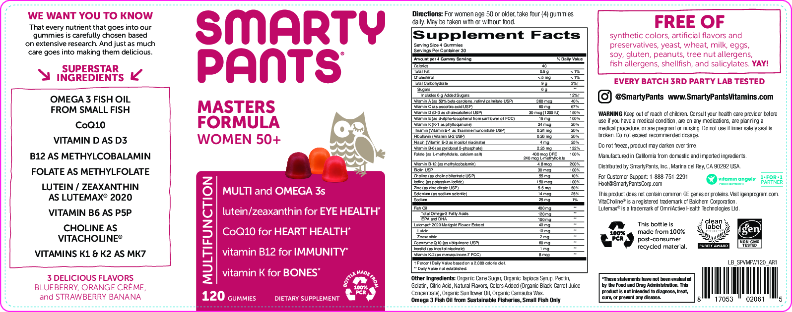 SmartyPants Vitamins Masters 50+ Women's Complete 120 gummies