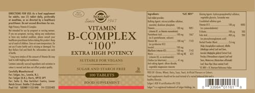 Vitamin B-Complex 100 Extra High Potency Vegetable Capsules