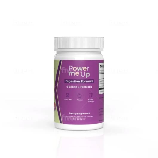 Vegan, Plant Based Digestive Formula by Power Me Up 6 Billion CFU, Probiotics 91 grams 2 Month Supply Gluten-Free, Non-GMO, Nut-Free, Egg-Free and Soy Free, 2 Month Supply, 91 Grams