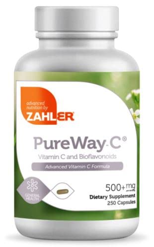 Zahler Vitamin C 500mg, Highly Absorbable PureWay-C, Kosher, 250 Capsules,