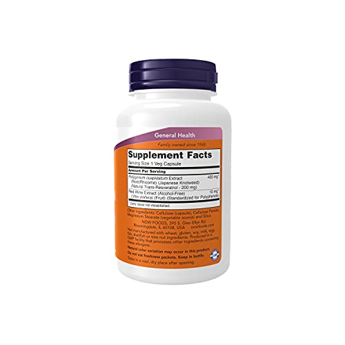 NOW Supplements, Natural Resveratrol 200 mg 120 Veg Capsules