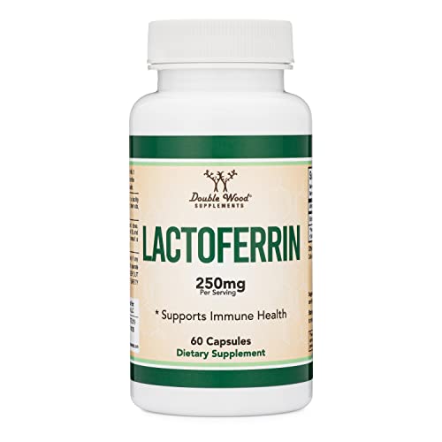 Lactoferrin 250mg per Serving (60 Capsules) Patented Bioferrin Lactoferrin - Superior Iron Supplement for Iron Deficiency and Immune Support by Double Wood Supplements