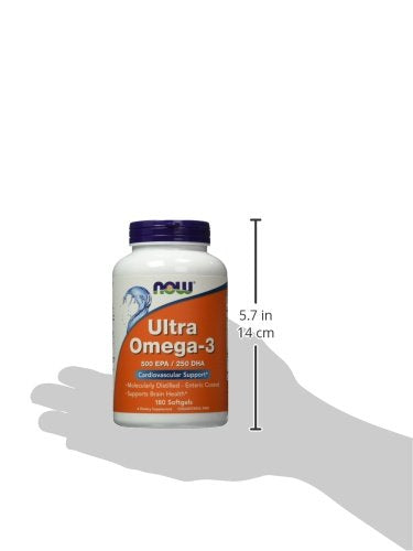 NOW Supplements, Ultra Omega-3 Molecularly Distilled and Enteric Coated, 180 Softgels