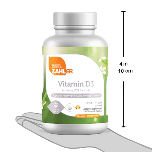 Vitamin D3, Advanced D3 Formula, Orange, 25 mcg (1,000 IU), 120 Chewable Tablets, Zahler