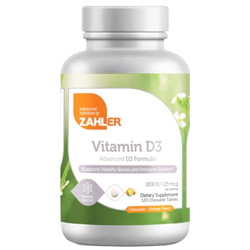 Vitamin D3, Advanced D3 Formula, Orange, 25 mcg (1,000 IU), 120 Chewable Tablets, Zahler