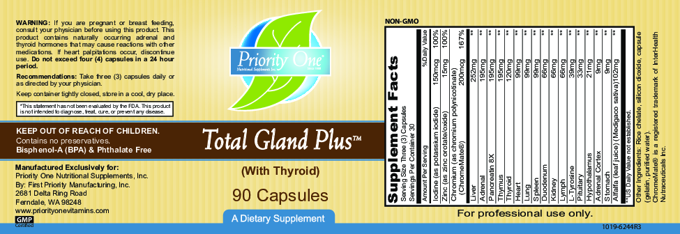Priority One Vitamins Total Gland Plus 90 caps