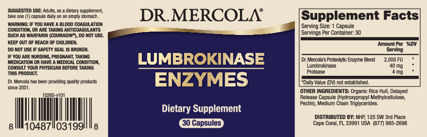 Dr. Mercola lumbrokinase enzymes 30 caps