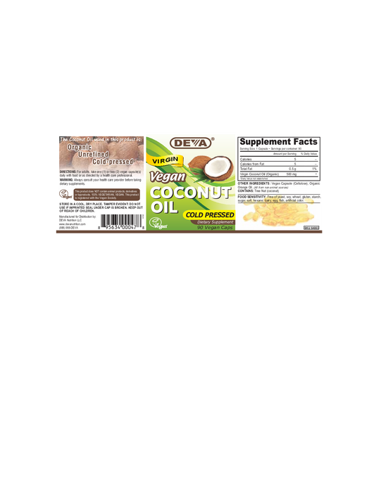 Deva Nutrition LLC Vegan Virgin Coconut Oil 90 vegcaps