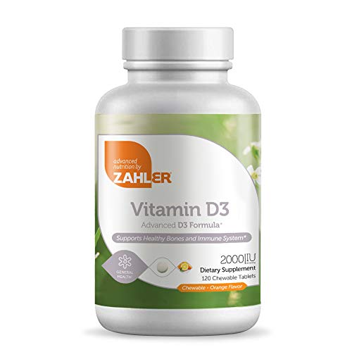 Zahler Vitamin D3 CHEWABLE 2000IU, an All-Natural Supplement Targeting Vitamin D Deficiencies, Certified Kosher, 120 Great Tasting Orange Flavored Tablets