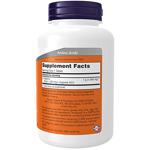 Now Foods Arginine 1000mg, 120 tabs (Pack of 2)