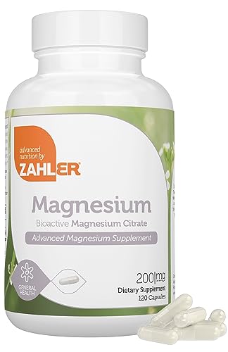 Zahler - Magnesium Supplement Capsules 200 mg (120 Count) Certified Kosher Bioactive Magnesium Citrate for Max Absorption - Natural Magnesium Mineral for Men & Women - Best Magnesium Supplements