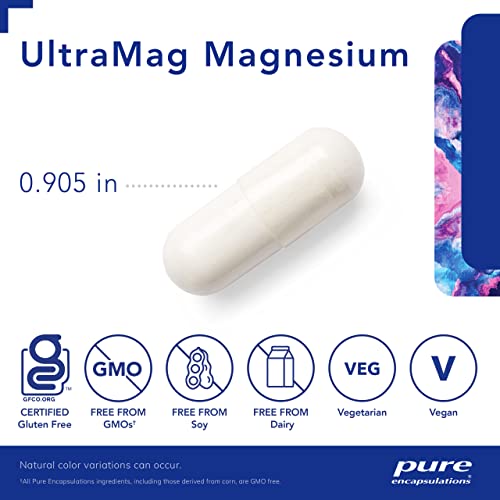 Pure Encapsulations UltraMag Magnesium | Ergänzung zur Unterstützung des Nährstoffstoffwechsels, der Energieproduktion, der Knochen, der Muskelentspannung und der Herz-Kreislauf-Gesundheit* | 120 Kapseln