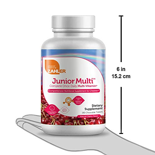 Junior Multi, Complete Once-Daily Multi-Vitamin, Natural Cherry, 180 Chewable Tablets, Zahler