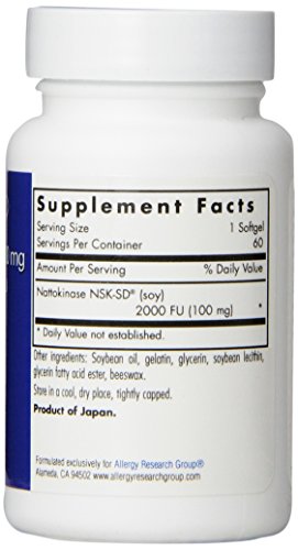 Nattokinase 100 Mg Super Extra Strength - NSK-SD - 2000 FU - 60 Softgels - Allergy Research Group