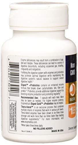 Enzymedica - Digest + Probiotics, An Essential Digestive Enzyme Supplement with Probiotics, 30 Capsules