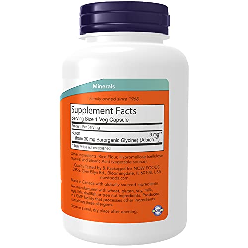 NOW Supplements, Boron 3 mg, 250 Capsules