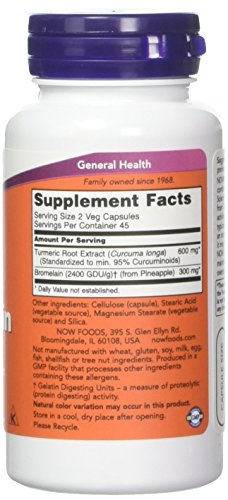 Now Foods Turmeric and Bromelain Veg Capsules,90 Count-2 Pack