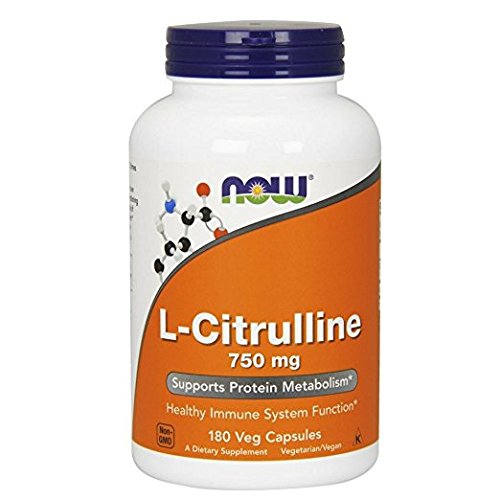 NOW Foods L-Citrulline 750 mg, 180 Capsules (2 Pack)