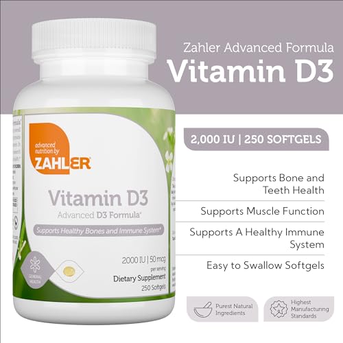 Vitamin D3, Advanced D3 Formula, 50 mcg (2,000 IU), 250 Softgels, Zahler