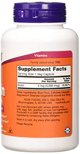 Now Foods Biotin 5 MG Vegetarian Capsules, 120 Count