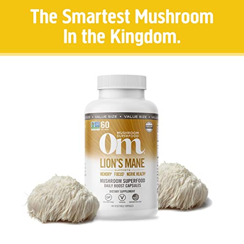 Om Mushroom Superfood Lion's Mane Mushroom Capsules 180 Count