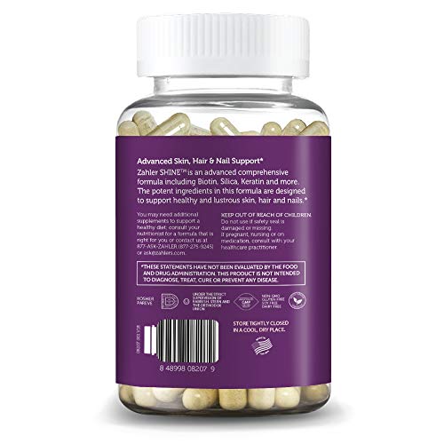 Zahler Shine, Hair Growth Supplement, Skin Hair and Nails Vitamins with Biotin, Certified Kosher, 120 Capsules