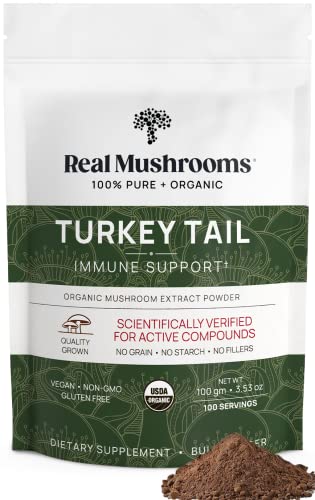 Real Mushrooms Turkey Tail Powder 100gm, 3.53 oz, 100 Servings