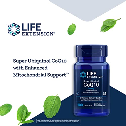 Life Extension Super Ubiquinol CoQ10 50 mg w/Mitochondrial Support 100 Softgels