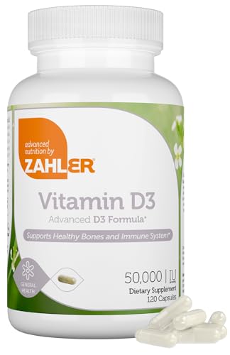 Zahler - Advanced Vitamin D3 50000 IU Softgels (120 Count) Kosher Vegetarian Friendly Vitamin D for Immune Support, Bone, Teeth & Muscle Health - Weekly D3 Vitamin Supplement- Easy Swallow VIT D 3