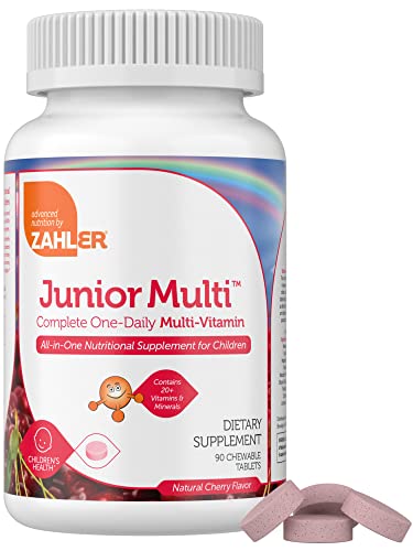 Zahler Kids Multivitamin Chewable Vitamin Tablet - Complete One Daily Kids Vitamins Supplement - Contains 20+ Minerals & Vitamins for Kids & Toddlers - Kosher Multivitamins Cherry Flavor (90)