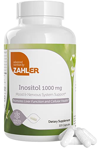 Zahler Inositol Supplement Capsules 1000mg - Mood & Nervous System Support Supplements for Women - Hormone Balance & Healthy Ovarian Function - Kosher, Gluten Free, Dairy Free - 120 Count