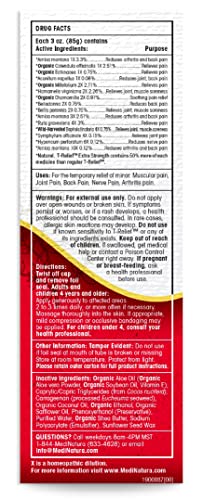 MediNatura T-Relief Extra Strength Pain Relief Cream Arnica +12  3 oz