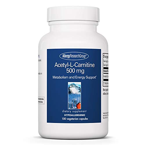 Allergy Research Group - Acetyl L-Carnitine 500mg - Metabolism and Energy Support - 100 Vegetarian Capsules