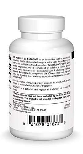 Source Naturals SOD Power 250 mg Superoxiddismutase als Glisodin Nutricosmetic Supplement – ​​60 Tabletten