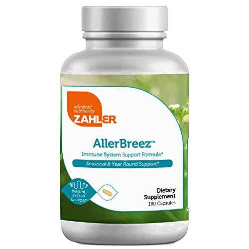 Zahler AllerBreez, Advanced Formula for Allergy Relief, Helps Reduce Seasonal Discomfort and Histamine Control Supplement, SupportsmHealthy Immunity, Certified Kosher, 180 Capsules