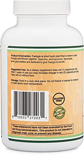 Double Wood Supplements Fadogia Agrestis 180 Caps 600mg Per Serving