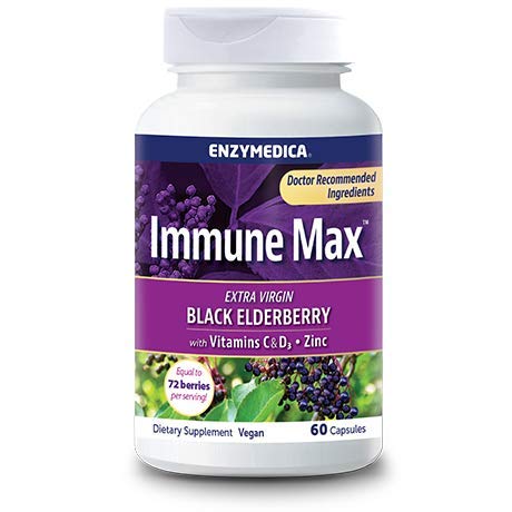 Enzymedica, Immune Max Black Elderberry Capsules, Comprehensive Immune Support, 60 Capsules