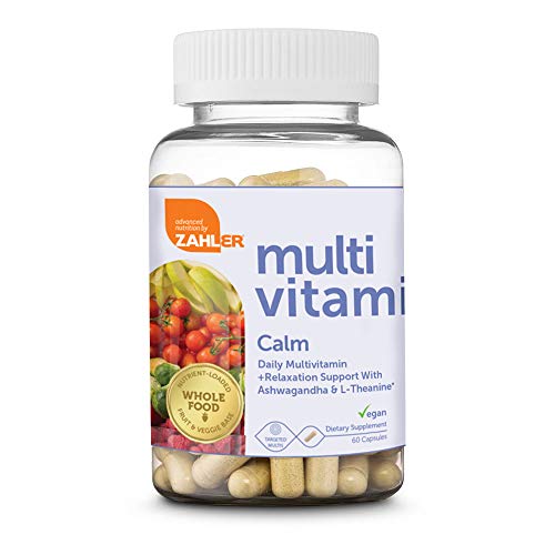 Zahler Multivitamin Calm, Daily Multivitamin +Relaxation Support, Multivitamin for Women and Men with Iron, Certified Kosher, 60 Capsules