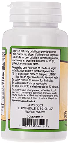 NOW Foods, Agar Pure Powder, Vegetarian Substitute for Gelatin, Gluten-free, Kosher, 2-Ounce