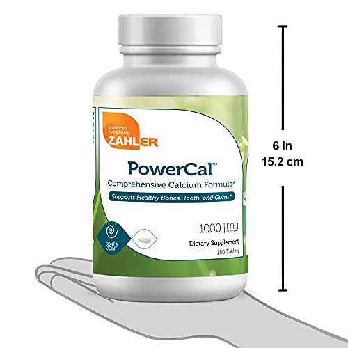 Zahler PowerCal, Calcium Supplement with Vitamin D, Promotes Healthy Bones Teeth and Gums, Certified Kosher, 180 Tablets