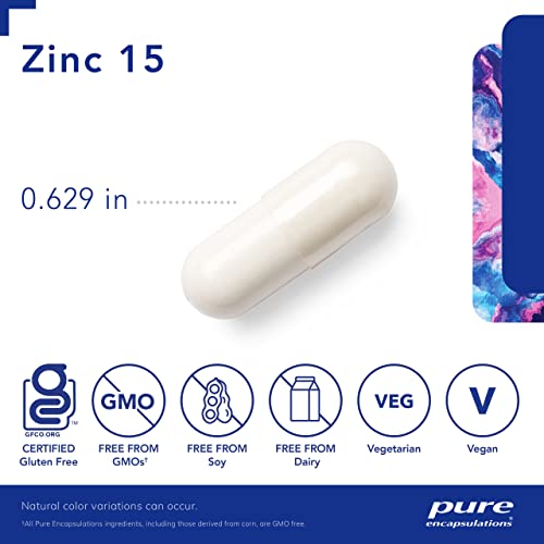 Pure Encapsulations Zinc 15 mg | Zinc Picolinate Supplement for Immune System Support, Growth and Development, Wound Healing, Prostate, and Reproductive Health* | 60 Capsules