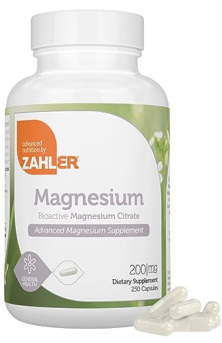 Zahler - Magnesium Supplement Capsules 200 mg (250 Count) Certified Kosher Bioactive Magnesium Citrate for Max Absorption - Natural Magnesium Mineral for Men & Women - Best Magnesium Supplements