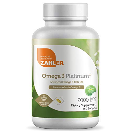 Zahler Omega 3 Platinum 3000mg, Advanced Omega 3 Fish Oil Supplement, Burpless Softgel with No Fishy Aftertaste, Highest in EPA and DHA,Certified Kosher, 360 Softgels