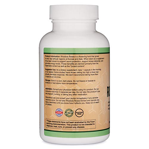 Double Wood Supplements Rhodiola Rosea 500mg, 120 Capsules